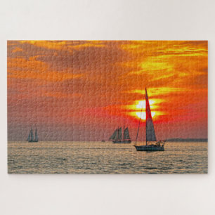 Zeilboten bij Key West, Florida, Sunset Legpuzzel