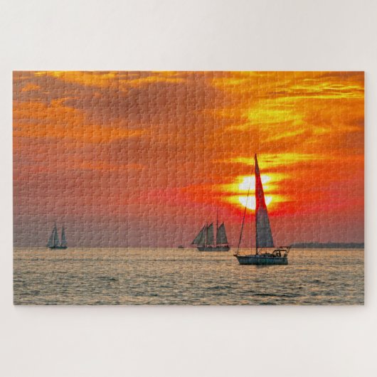 Zeilboten bij Key West, Florida, Sunset Legpuzzel (Horizontaal)