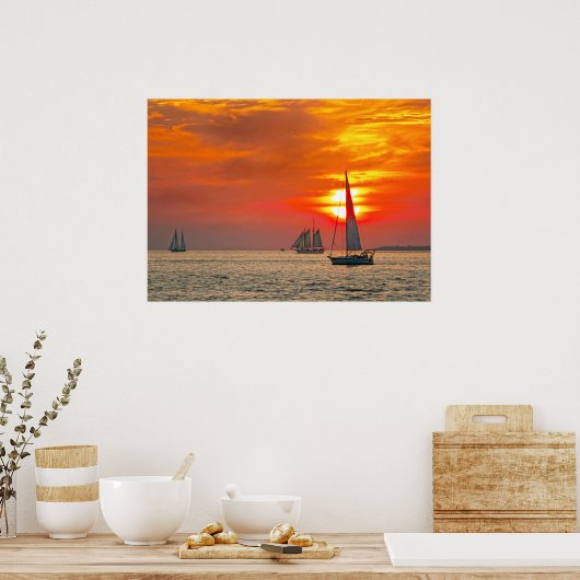 Zeilboten bij Key West Sunset Poster (Keuken)