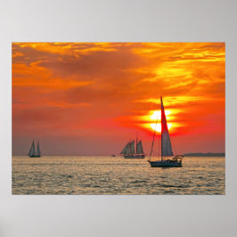Zeilboten bij Key West Sunset Poster