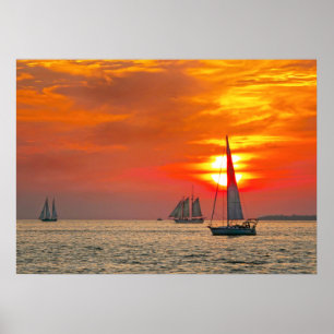 Zeilboten bij Key West Sunset Poster