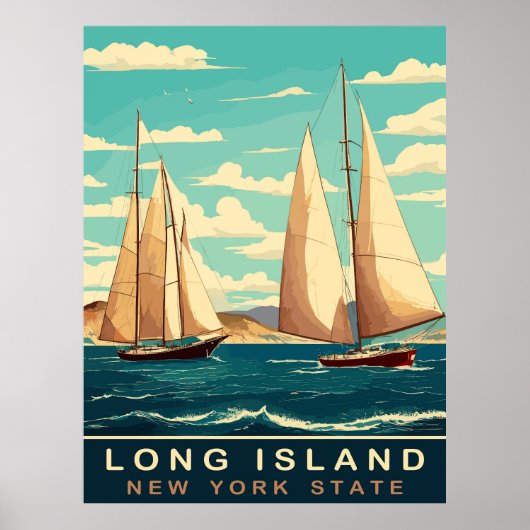 Zeilboten bij Long Island, NY, Reizen Poster (Voorkant)