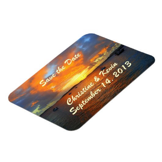 Zeilboten bij Sunset Save the Date Magnet Magneet (Linkerzijde)