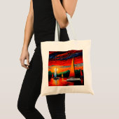 Zeilboten bij zonsondergang 3 tote bag (Voorkant (product))