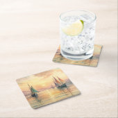 Zeilboten bij zonsondergang kartonnen onderzetters (Insitu)