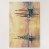 Zeilboten bij zonsondergang legpuzzel (Verticaal)