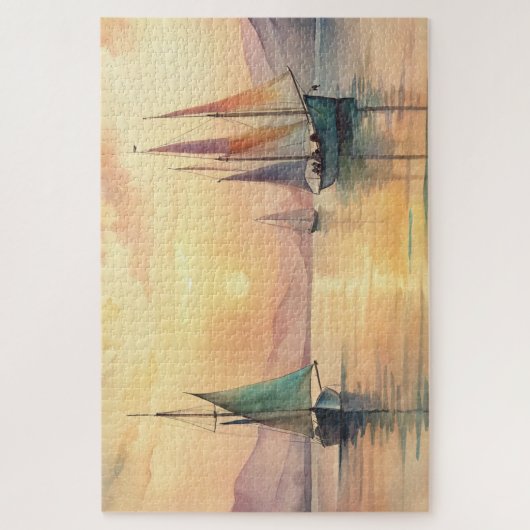 Zeilboten bij zonsondergang legpuzzel (Verticaal)