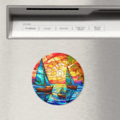 Zeilboten bij zonsondergang magneet (Insitu (Vaatwasser))