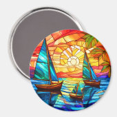 Zeilboten bij zonsondergang magneet (Voorkant / Achterkant)