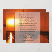 Zeilboten bij zonsondergang Strand Trouw Uitnodigi Kaart (Voorkant / Achterkant)