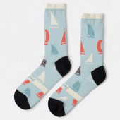 Zeilboten, Blauw Zeevaart Hobby Sokken (Links)
