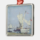 zeilboten, c.1869 metalen ornament (Links)