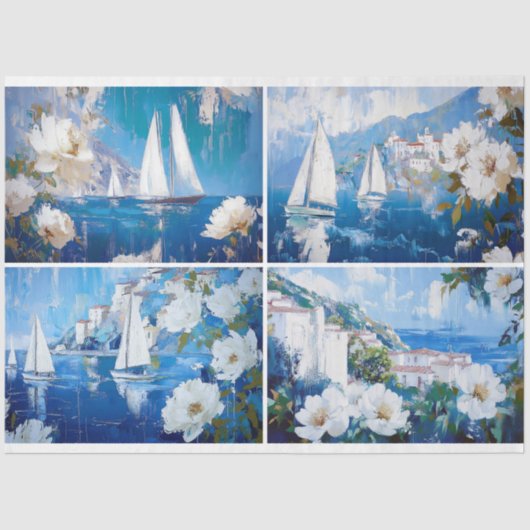 Zeilboten Collage Decoupage Tissuepapier (Voorkant)