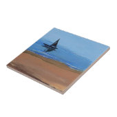 Zeilboten die zich op zee begeven tegeltje (Zijkant)