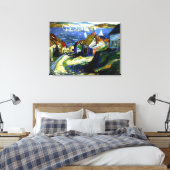 Zeilboten door de haven, mooi kunstschilderij canvas afdruk (Insitu (Slaapkamer))