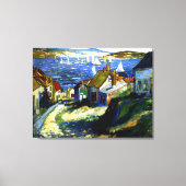 Zeilboten door de haven, mooi kunstschilderij canvas afdruk (Voorkant)