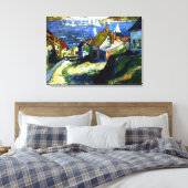 Zeilboten door de haven, mooi kunstschilderij canvas afdruk (Insitu (Slaapkamer))
