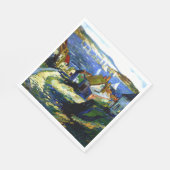 Zeilboten door de haven, mooi kunstschilderij servet (Hoek)