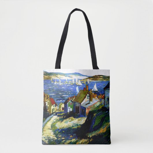 Zeilboten door de haven, mooi kunstschilderij tote bag (Voorkant)