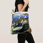 Zeilboten door de haven, mooi kunstschilderij tote bag (Dichtbij)