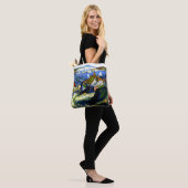 Zeilboten door de haven, mooi kunstschilderij tote bag (Op model)