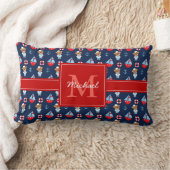 Zeilboten en Beren Patroon monogrammen Kussen (Deken)