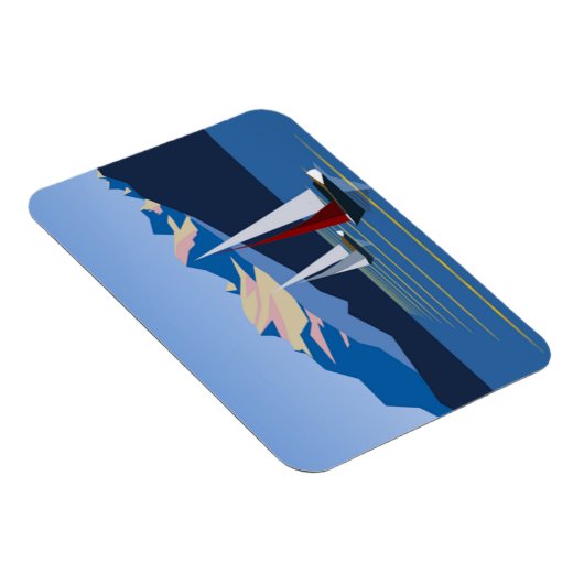 Zeilboten en bergen foto magneet (Rechterzijde)