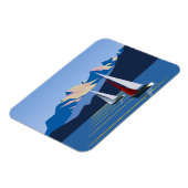 Zeilboten en bergen foto magneet (Linkerzijde)