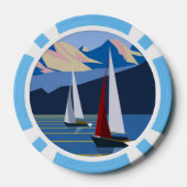 Zeilboten en bergen poker chips (Achterkant)