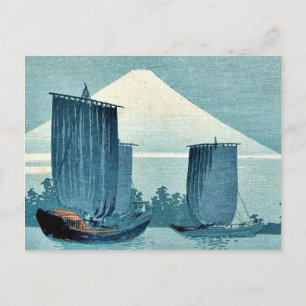 Zeilboten en de berg Fuji door Uehara, Konen Ukiyo Briefkaart
