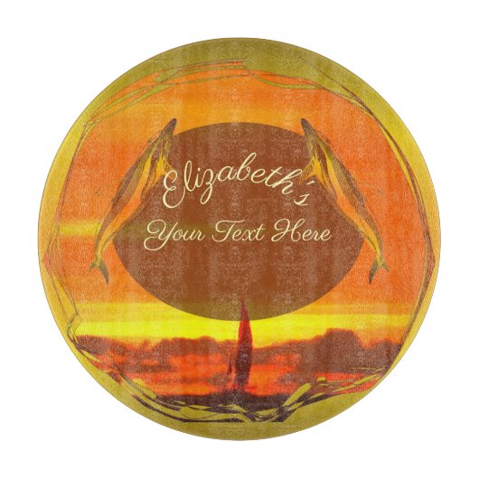 Zeilboten en dolfijnen - Zonneet 1300 Snijplank (Voorkant)