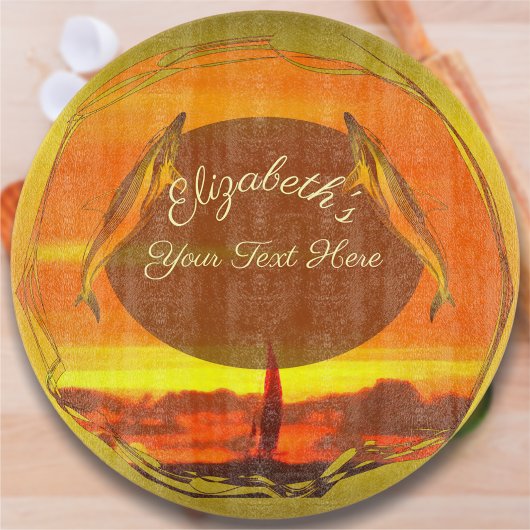 Zeilboten en dolfijnen - Zonneet 1300 Snijplank