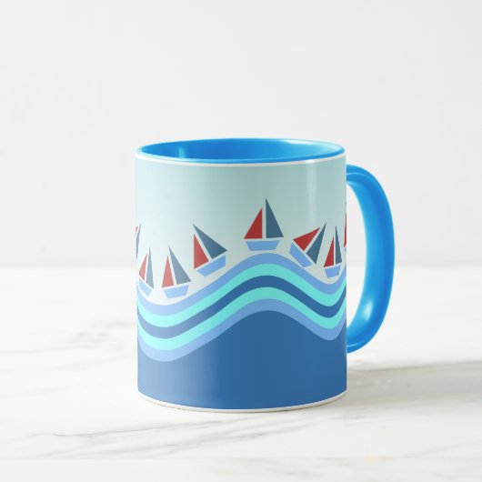 Zeilboten en -golven mok (Voorkant rechts)