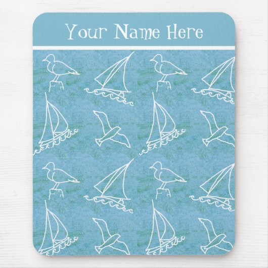 Zeilboten en meeuwen  Mousepad Muismat (Voorkant)