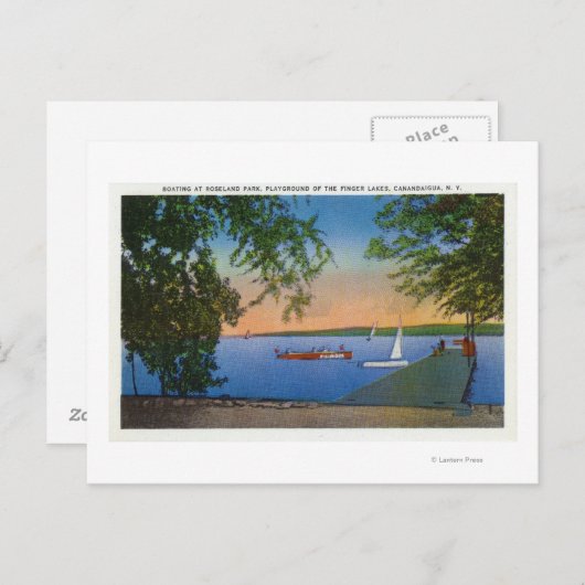 Zeilboten en motorboten op de Roseland Park Scene Briefkaart (Voorkant / Achterkant)