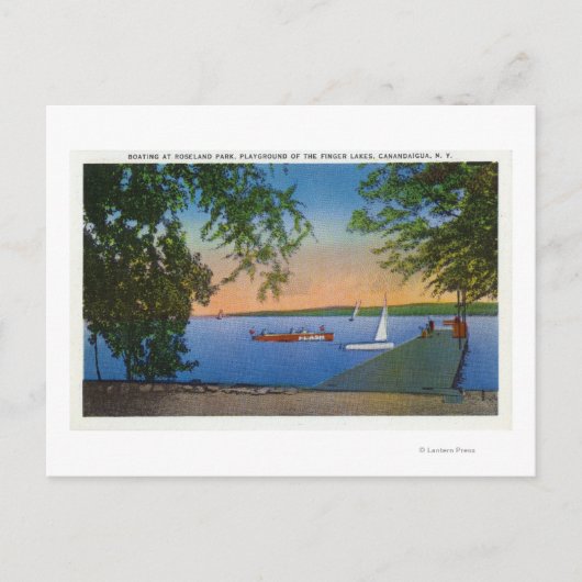 Zeilboten en motorboten op de Roseland Park Scene Briefkaart (Voorkant)