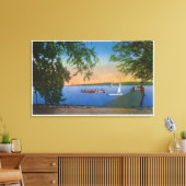 Zeilboten en motorboten op de Roseland Park Scene Canvas Afdruk (Insitu (Woonkamer))