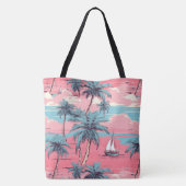 Zeilboten en palmbomen tote bag (Achterkant)