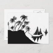 Zeilboten en palmen briefkaart (Voorkant / Achterkant)