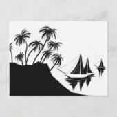 Zeilboten en palmen briefkaart (Voorkant)