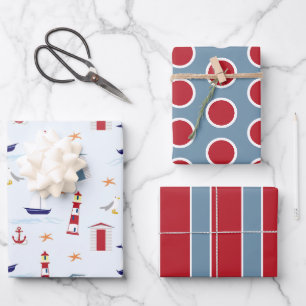 Zeilboten en Vuurtorens Inpakpapier Vel Set