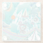 Zeilboten en Zee Creatures Abstracte Beachy Art Glazen Onderzetter (Achterkant)