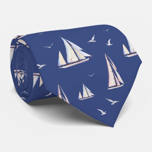 Zeilboten en zeegaand stropdas (Opgerold)