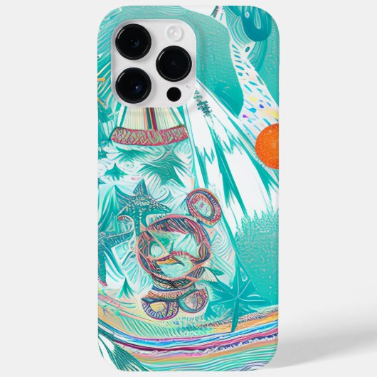 Zeilboten en Zeewezens Abstract Strand Kunst Case-Mate iPhone Case (Achterkant)