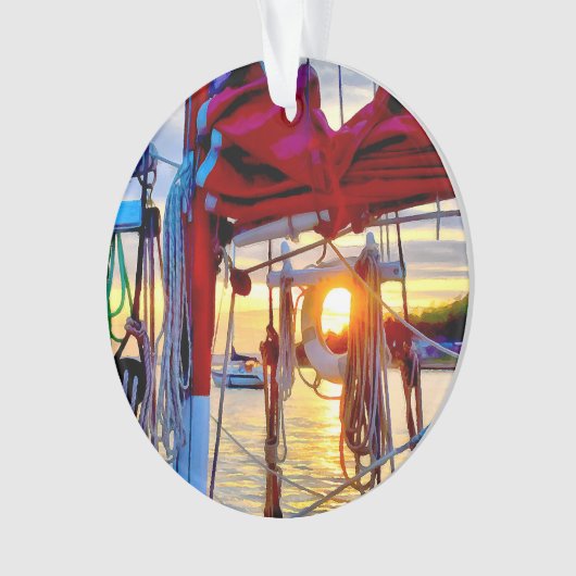 Zeilboten en zonneboten op het eiland Acrylversier Ornament (voorkant)