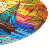 Zeilboten en zonsondergangen gebrandschilderde gla snijplank (Hoek)