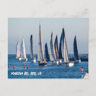Zeilboten Enter Main Channel - Marina Del Rey, CA Briefkaart
