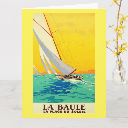  zeilboten Frans Briefkaart (Gele Bloem)