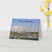Zeilboten Happy Birthday Kaart (Gele Bloem)