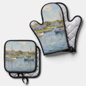 Zeilboten Impressionisme New England Ovenwant & Pannenlap Set (Voorkant / Achterkant)